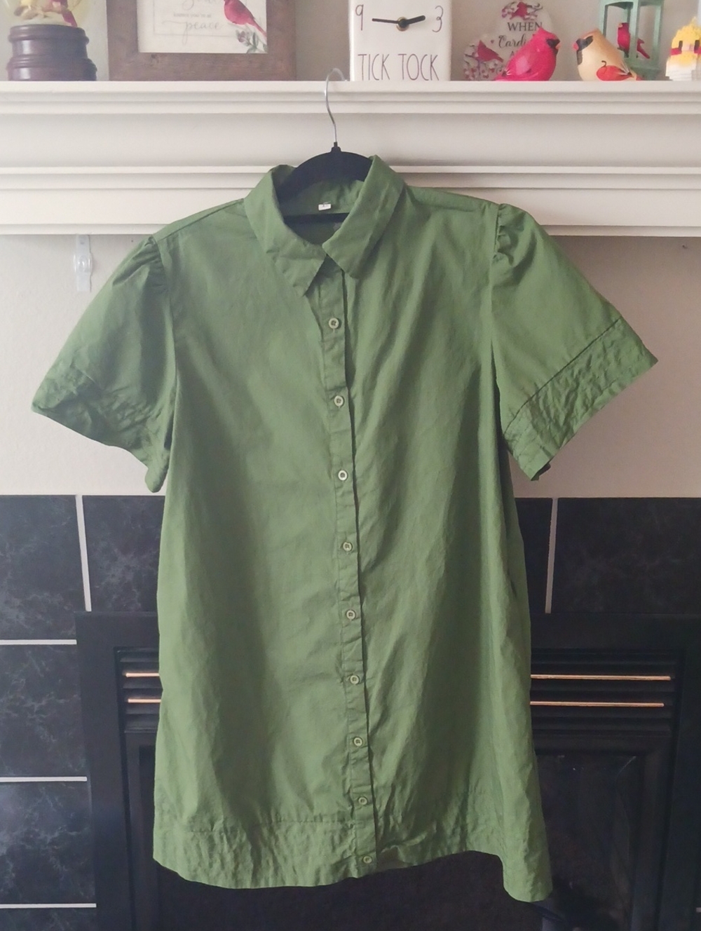 Light Green Button Front Mini Dress